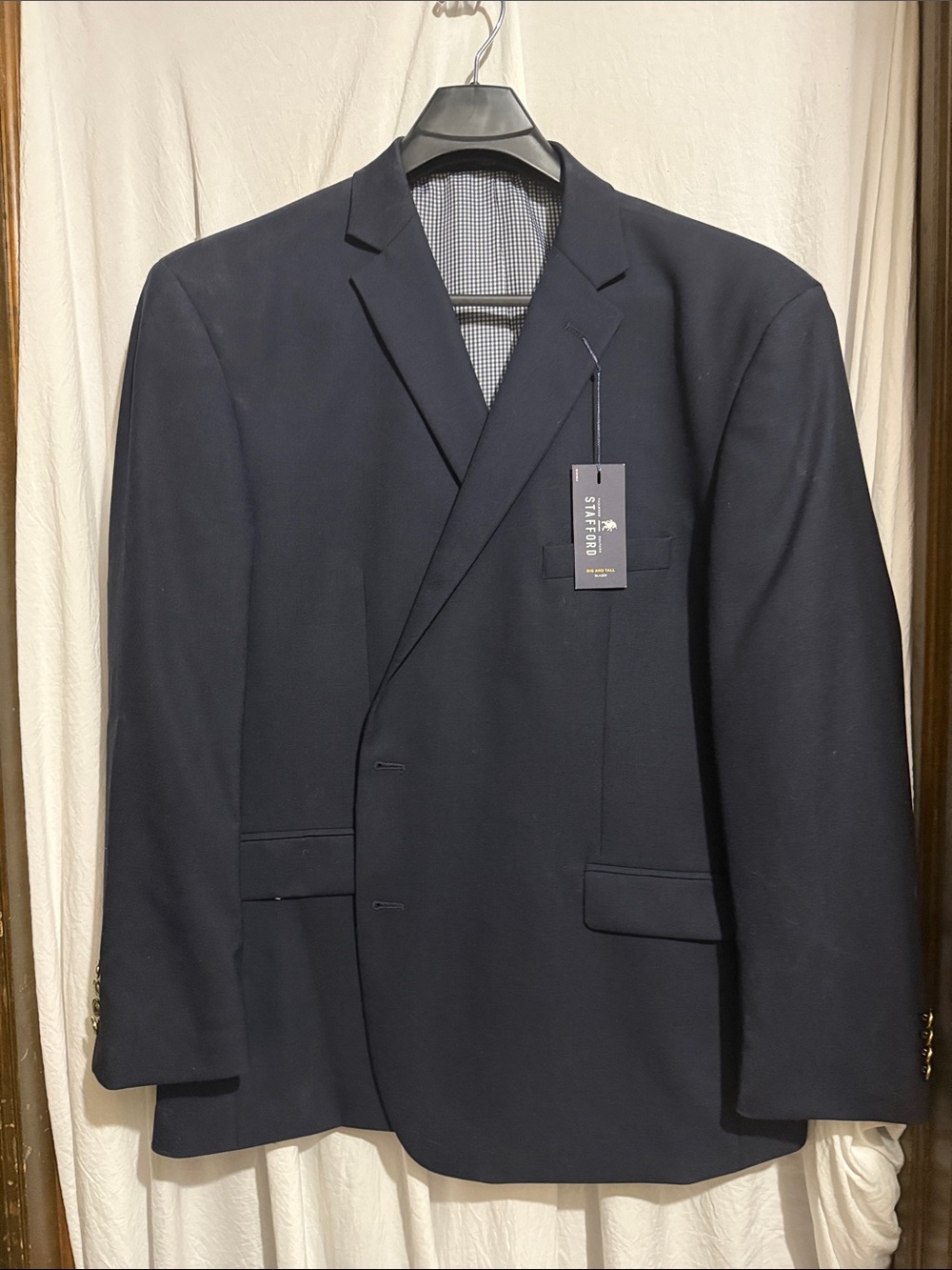 Stafford Navy Single-Breasted Blazer with Notch Lapel
